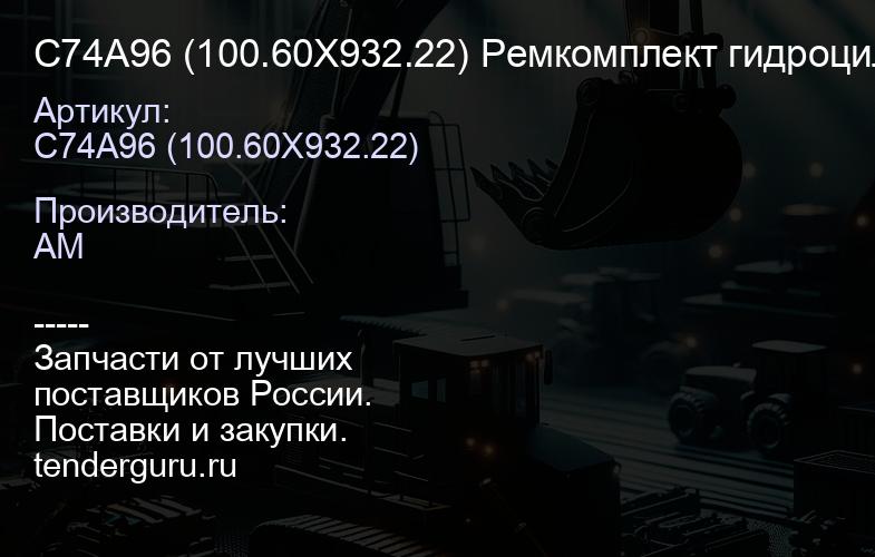 C74A96 (100.60Х932.22) Ремкомплект гидроцилиндра 100х60 рукояти () C74A96 | купить запчасти